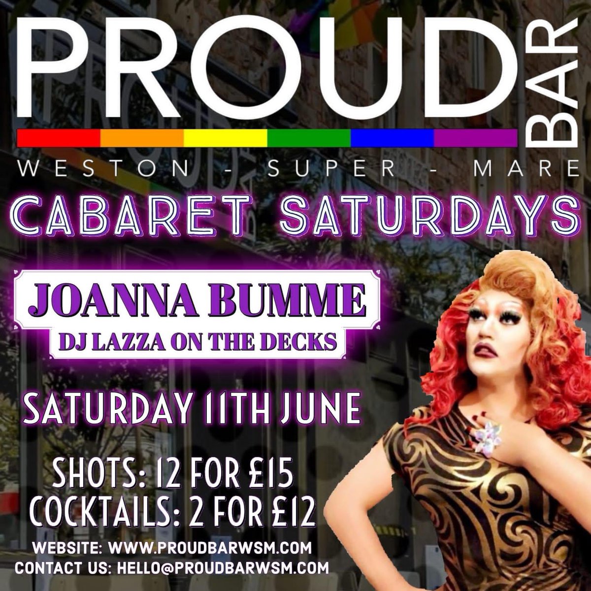 This Saturday👇🏼 <a href="/Joannabumme/">Joanna Bumme🏴󠁧󠁢󠁷󠁬󠁳󠁿</a> 💙 Let’s Party🍸 #ProudBar #WeareProud