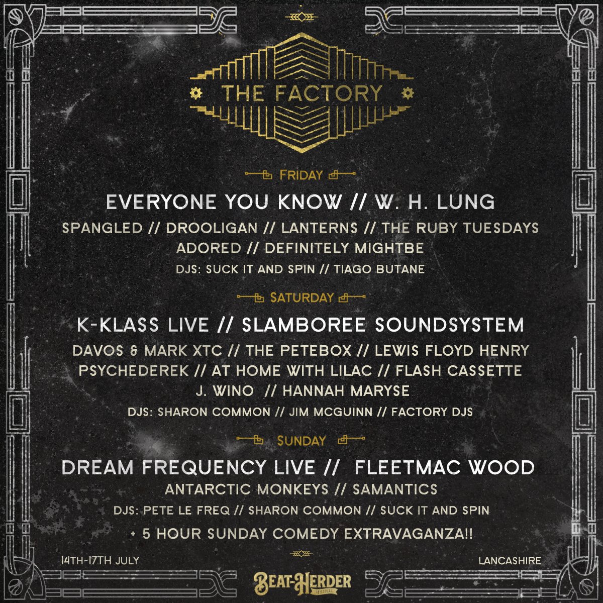 Beatherder's tweet photo. ❤️🏭❤️THE FACTORY❤️🏭❤️
Announcing an INCREDIBLE & additional 16 live acts, amazing DJs to keep it all going AND the return of the 5 hour Sunday COMEDY EXTRAVAGANZA, it's... THE FACTORY (announcement to follow for that)!!!
Final tickets - https://t.co/kEei6zqw8E
HERD EM UP!! xx https://t.co/9nwuZ7ZbNB