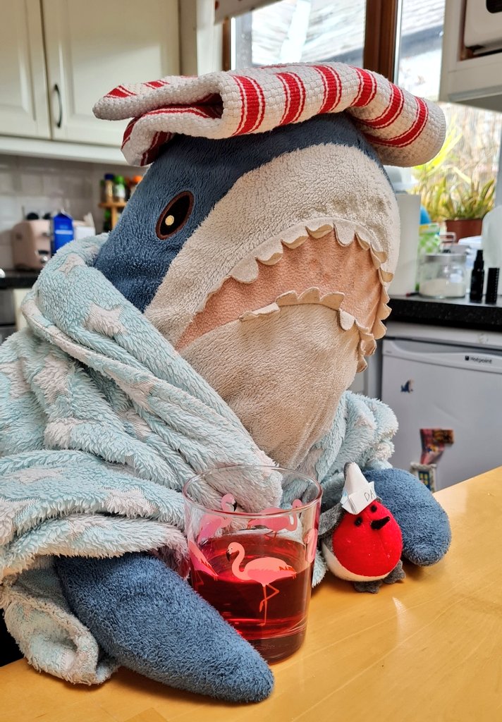 Tomorrow is Shark's Spa Day!
I'll be live at 6pm (usual time) giving him a wash and a new belly full of fresh stuffing.
As usual, Dave will be supervising.
I hope you can make it!