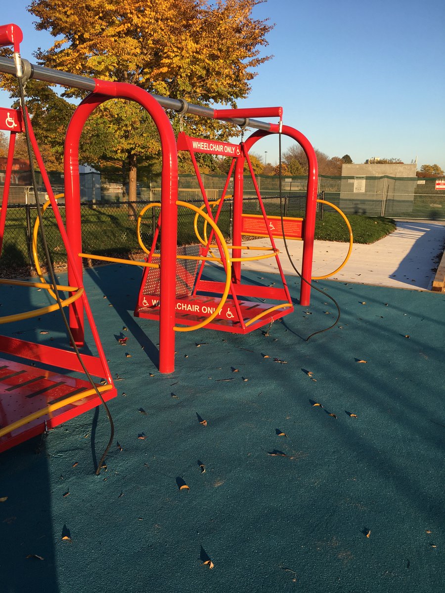 TOa11ySports's tweet photo. Excited to hear that Toronto's first wheelchair accessible swings are ready for use at Budapest Park, 1575 Lake Shore Blvd. West. Accessible washrooms are available at the fieldhouse just east of the swings. #PlayForEveryone @TorontoPFR #InclusionMatters https://t.co/wkdpqBENee