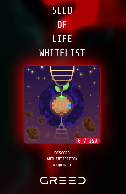GREED_Nu's tweet photo. 250 SEED OF LIFE GREEDLIST SPACES ARE NOW LIVE TO CLAIM
https://t.co/3aWyRW2ZU7
< check Medium and Discord for more info > https://t.co/mCAayA7HjM