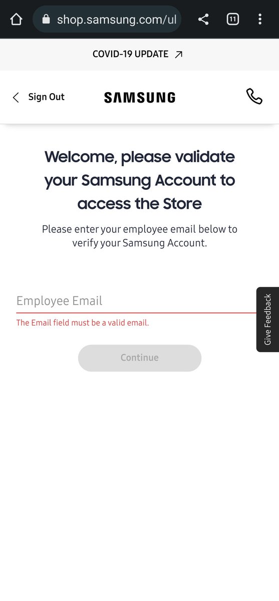upeshchavda's tweet photo. @SamsungUK you emailed me about your secret sale, but when clicking the link, it wants an employee email address? 
(I'm not a Samsung employee) https://t.co/P6wlB7HCQp