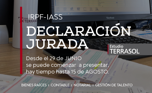 EstudioTerrasol's tweet photo. Cuando debo presentar mi DECLARACIÓN JURADA de IRPF-IASS? 
A partir del 29 de junio ya se puede comenzar a presentar la declaración anual de IRPF, y hay tiempo de hacerlo hasta 15 de agosto!
Cra. Catalina Fernández Vacchelli
catalina.fernandez@estudioterrasol.com https://t.co/ivYAXP2W9Q