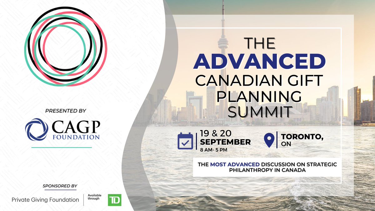 The Advanced Canadian Gift Planning Summit returns ~ in person ~ Sep 19 &amp; 20 in Toronto.  Join us for the most ADVANCED discussions on strategic philanthropy in Canada. 

Learn more: bit.ly/3Fn4BWs