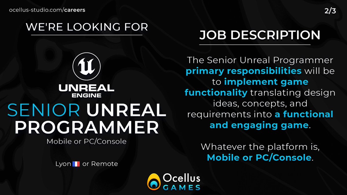 OcellusGames's tweet photo. 💼 #Job of the week : Senior Unreal Programmer
Help us to create the next iconic games 🎮

➡️ https://t.co/deY8PoRVER ⬅️
#Hiring #JobOffer #VideoGames https://t.co/1qKok8EAUY