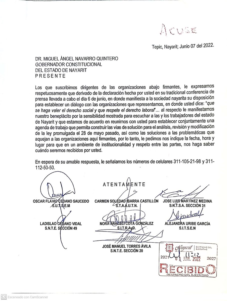 Posicionamiento de los sindicatos a la propuesta del gobernador.

#UnidadYLucha
#NiUnPasoAtras 
#NoALaLeyNavarro