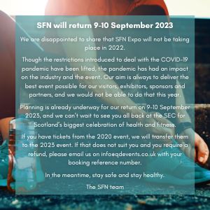 SFN Expo will return 9-10 September 2023.

Click the image, or see our Facebook page here for more info, including what to do if you have tickets: bit.ly/3MyNiDN