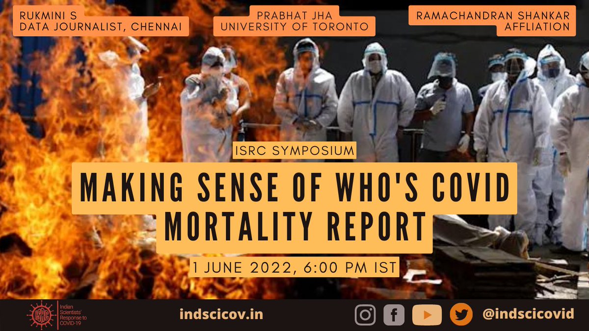 Join us on Sunday June 19th, 6pm, as we discuss the science behind estimating #COVID19 mortality numbers, and why that is important. #SaveTheDate 
#WHO #Covidmortality
Many thanks to @researcher_ajay for designing the poster:
