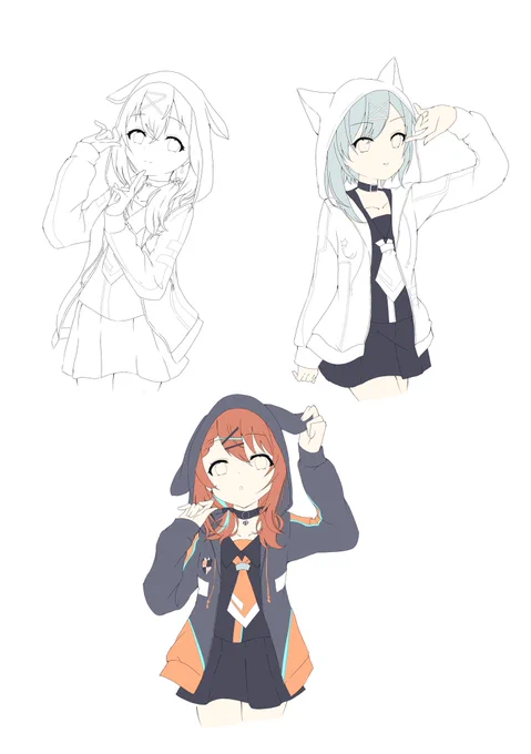 もう使わないかもなラフと線画です。半年くらい前かな。一応しほちゃんと1Aです。よかったら使ってください。私も気が向いたら塗ってみます。 