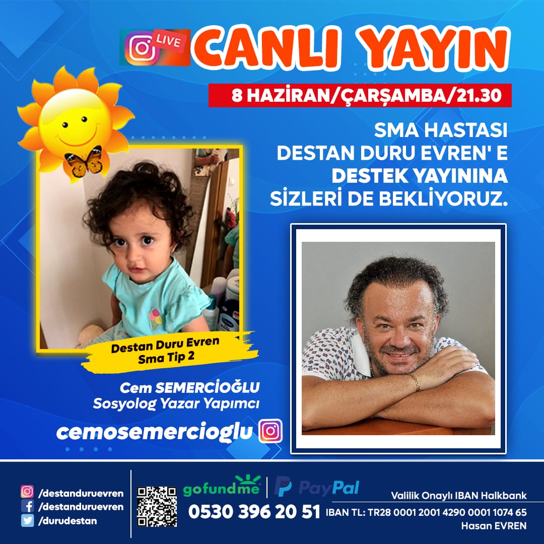 Bu akşam canlı yayına bekleriz, küçük Duru için destek yayınındayız. @durudestan #DuruDestan #GoFundMe <a href="/forzabesiktas/">çArşı</a> <a href="/simgefstk/">simge fıstıkoğlu</a> <a href="/dilaragonder/">Dilara Gönder</a> <a href="/jokeryapimcom/">Joker Yapım</a> <a href="/AylinAsLIM/">aylin aslım</a> <a href="/serakadigil/">Sera Kadıgil</a> <a href="/aslihunel/">Aslı Hünel</a> <a href="/AydilgeSarp/">Aydilge</a> <a href="/GayeSuAkyol/">Gaye Su Akyol</a> <a href="/iklimtamkan/">İklim Tamkan</a> <a href="/burcugunes/">Burcu Güneş</a> <a href="/melissokmen/">Melis Sökmen</a> <a href="/yesimsalkim/">Yesim Salkım</a>