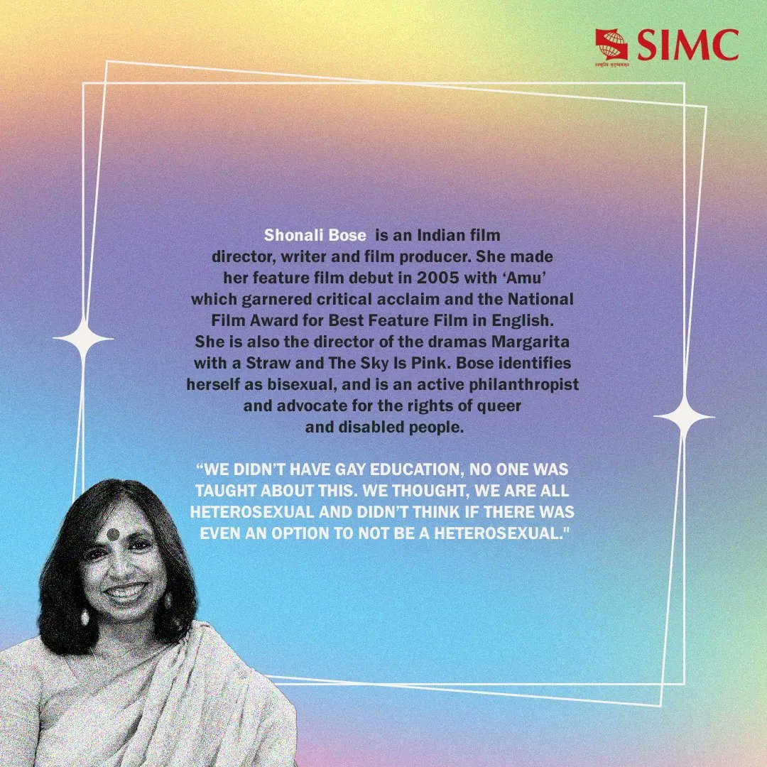 SIMC_Pune's tweet photo. We’re kicking off Pride Month by celebrating Illustrious Indians who have publically owned their Queer identities.
#PrideandUNPrejudice #pride #pridemonth #LGBTQ #queer #loveislove #SIMC #SIMCPune https://t.co/2SFrnRcTgi
