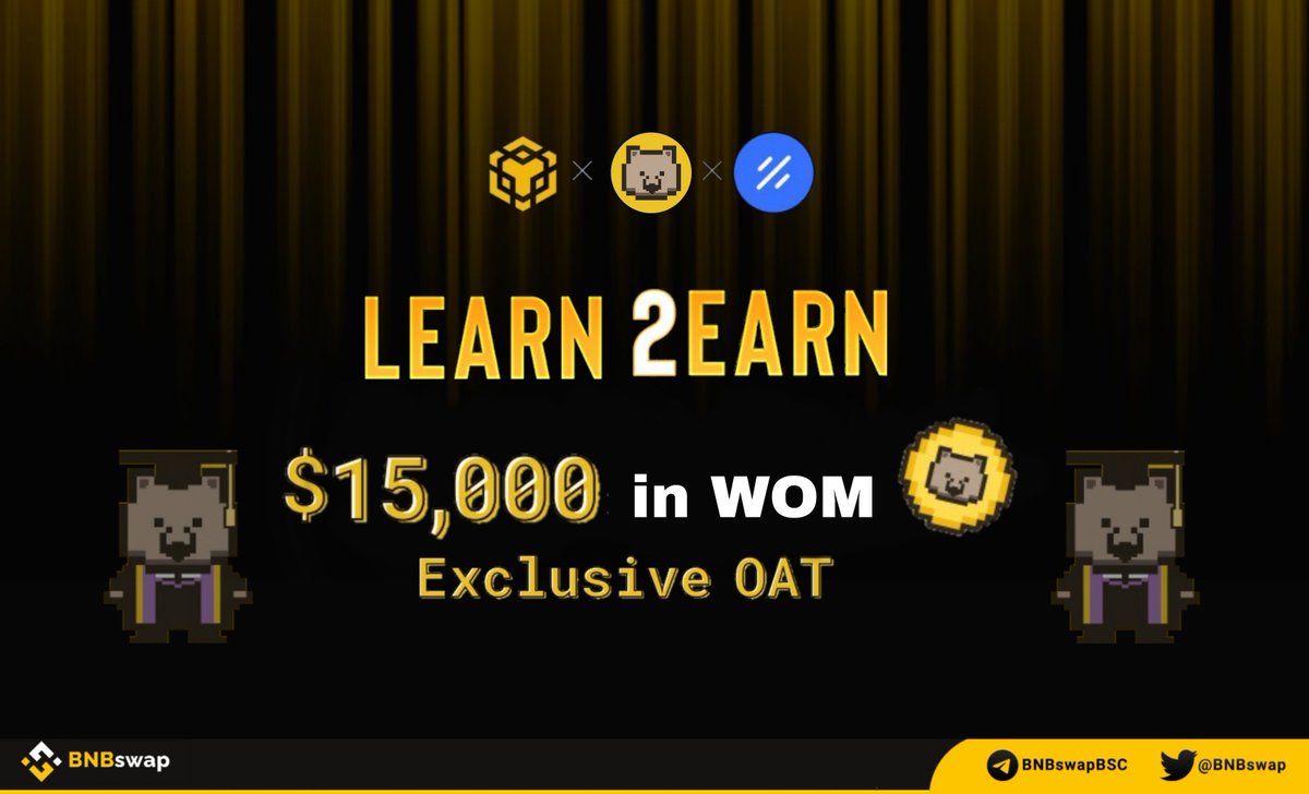 📢 <a href="/WombatExchange/">Wombat Exchange 🐻🔁</a> launched a #Learn2Earn Program in partnership with <a href="/BNBChain/">BNB Chain</a>!

🔸 Share a prize pool of $15,000 worth of $WOM + win an OAT powered by <a href="/ProjectGalaxyHQ/">Now Galxe (Previously Project Galaxy)</a>

📅 6th-19th June

More details👇
medium.com/wombat-exchang…

#BNb #BNBchain #WOM $BNB #BSC #learntoearn #BNBswap