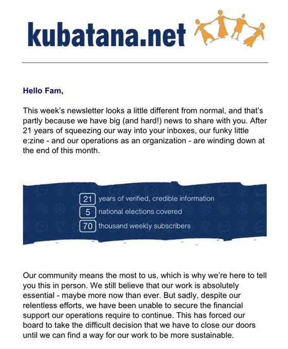kwirirayi's tweet photo. Well this is heartbreaking. I hope something can be done to save @kubatana 

They are essential https://t.co/ausPNEPlGQ
