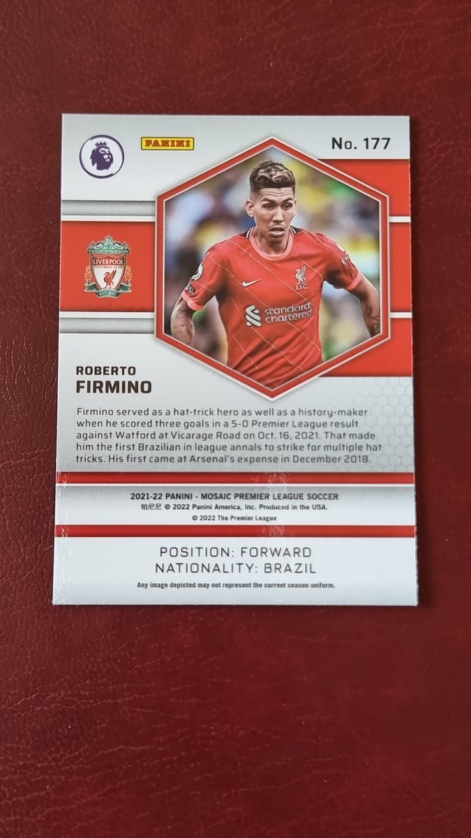 GBTCards's tweet photo. I've just opened 3 boxes of Panini Mosaic premier league 21/22. I didn't do too badly, but I got this odd looking Firmino base card. Has anyone had something similar? The VVD card is to show the normal colour @OfficialPanini @GamerBoyWii @SolveCollect #tradingcards #football https://t.co/1mykkB3EW4