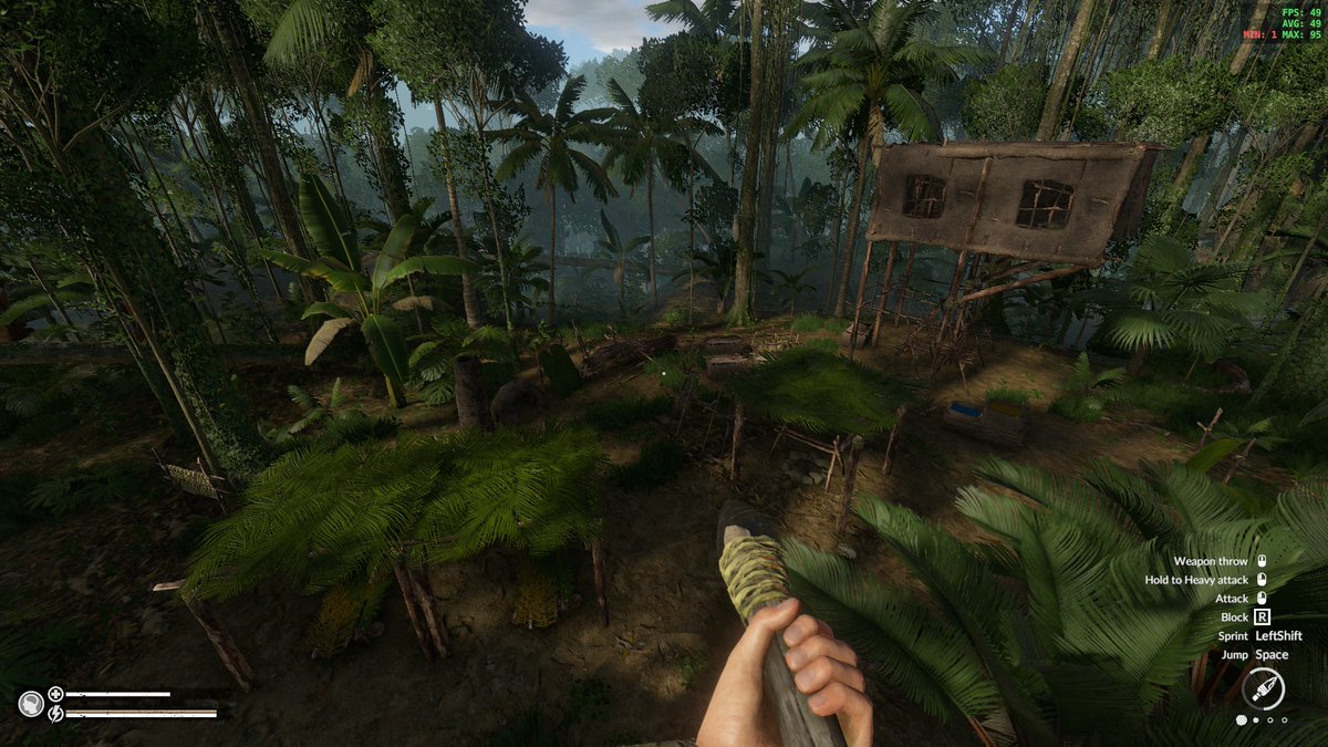 bigmike302's tweet photo. When you load a old map and come across a 5 star resort you don't remember building. I was starving and found fully loaded dry racks full of food! #GreenHell @greenhellgame #survivalgame #crafting #survival #VR https://t.co/qlVubSTLn9