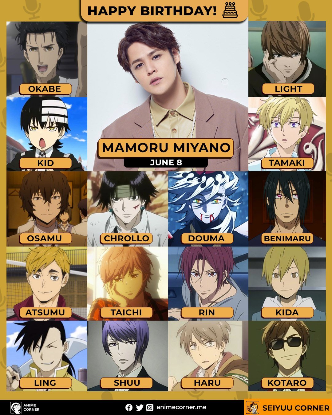Happy birthday to Chrollo\s JP VA! (Mamoru Miyano)  