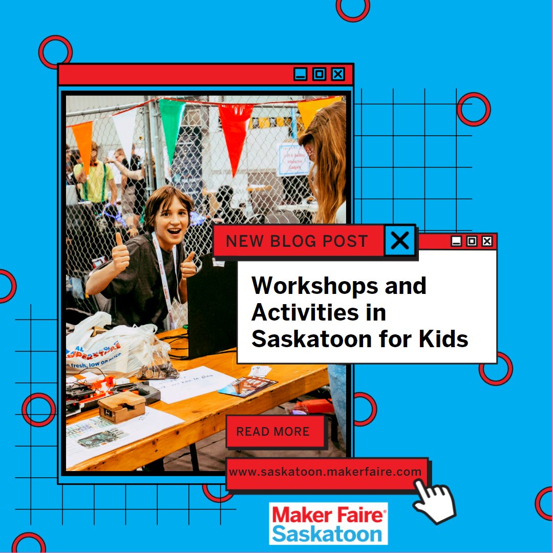 YXEMakerFaire's tweet photo. Did someone say field trip!?π€©
We put together a list of Workshops and Activities in Saskatoon for Kids to try this summer!π
Check it out here β¬οΈ
https://t.co/cZAVhhUrIm
#thingstodoinsaskatoon #activitiesforkids #yxer #makerfaire https://t.co/Hp0adPY2ss