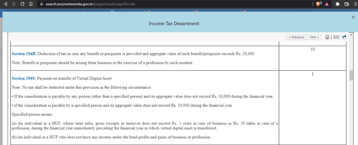 simplykashif's tweet photo. The Typo has been now rectified by the government officials and the TDS on 'Payment on Transfer of Virtual Digital Asset - Section 194S' reflects on the official website as 1%. https://t.co/MRDZdSjDbq