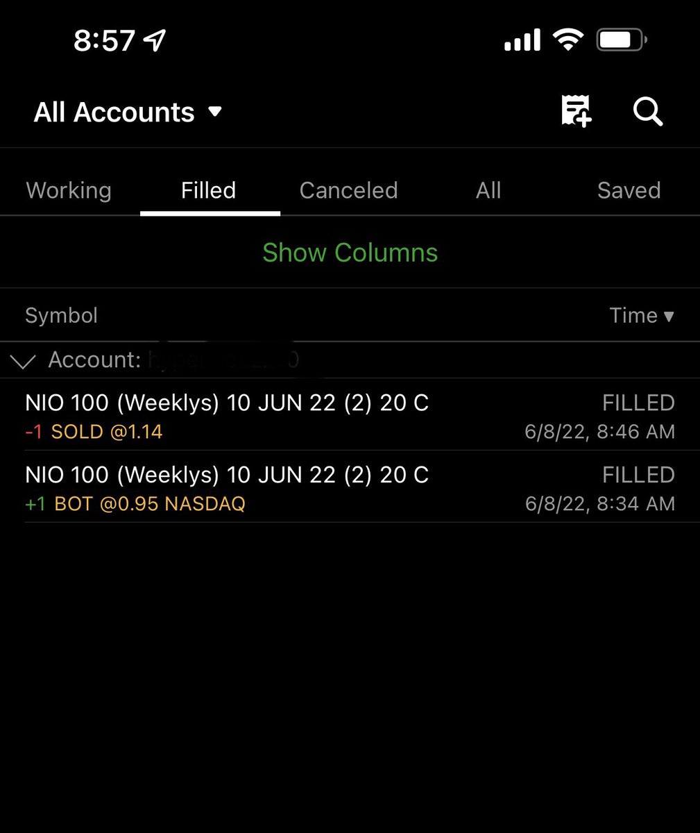 HyperInvest210's tweet image. First trade w/o algo. Can’t be afraid to take risks. Made a pocket change gas money. #OptionsTrading #NIO #stocks