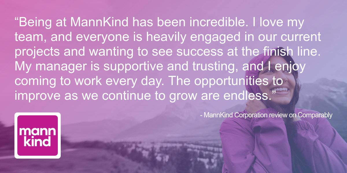 Our @MannKindCorp team is growing and we invite you to explore our job postings, award-winning culture, and mission to help those living with serious medical conditions experience life to the fullest. #WeAreMNKD #HiringNow #ProudToBeMNKD #iWork4MNKD