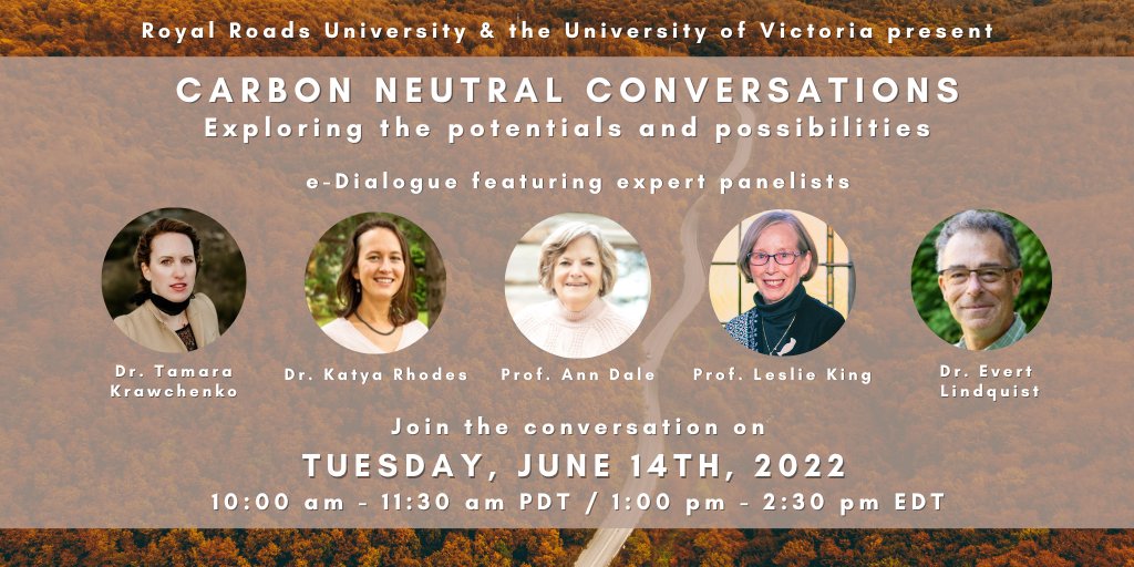 What will it take to achieve carbon neutrality in Canada by 2030, 2040 and 2050? 

Join the conversation on Tuesday, June 14th from 10:00 am - 11:30 am PDT / 1:00 pm - 2:30 pm EDT. Learn more about this free online event here ➡️ ow.ly/qHTh50JrNXH

<a href="/RoyalRoads/">Royal Roads</a> <a href="/uvic/">UniversityOfVictoria</a>
