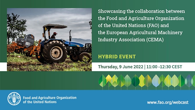 CEMAagri's tweet image. Since 2015 @CEMAagri &amp;amp; @FAO have cooperated to promote the importance of #SustainableMechanization in #agriculture.🚜

Tomorrow we are showcasing the collaboration between CEMA &amp;amp; FAO with an event at the FAO premises in Rome. 

You can follow the webstream bit.ly/3tnQfjI