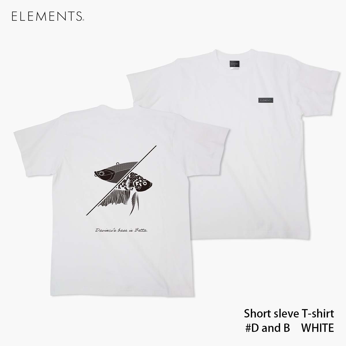 elmnts_jp's tweet photo. ショートスリーブTシャツ

#DandB ホワイト

ダヴィンチのベースになった闘魚ベタをデザインしたバックプリントのTシャツが登場🔥

フロント左胸にはELEMENTSロゴのタグが縫い付けてあるシンプルなデザインに仕上げました。

お買い求めはELEMENTS正規販売店まで💥

#ELEMENTS
#Davinci
#TEE https://t.co/5aqHKxrcm8