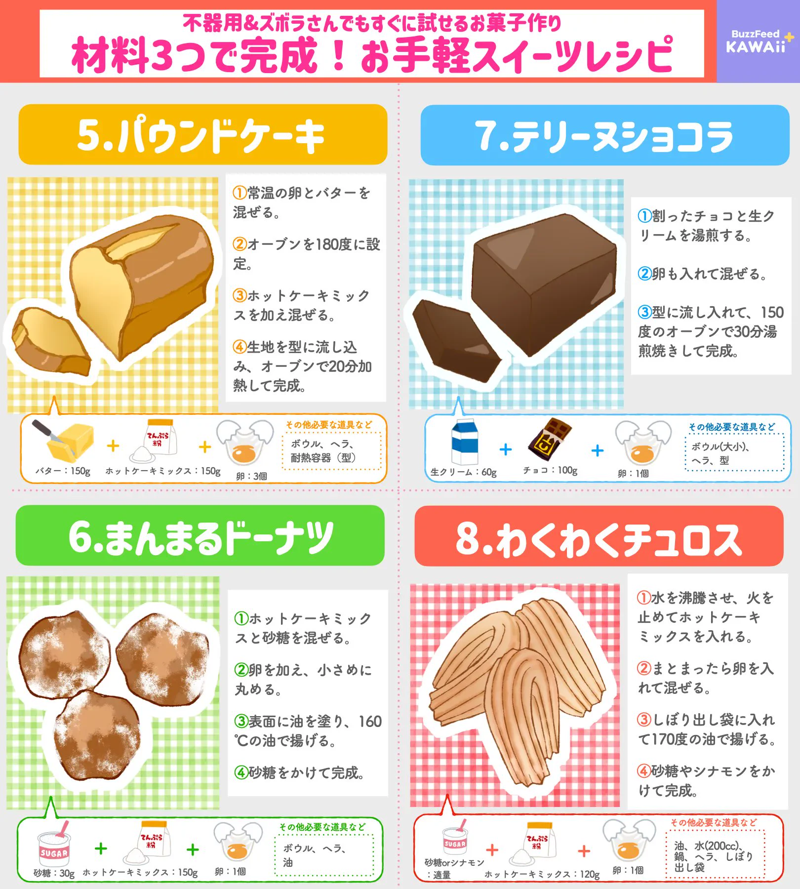 少ない材料で作れちゃうからお手軽！気軽にチャレンジ出来そうなスイーツレシピ8選！