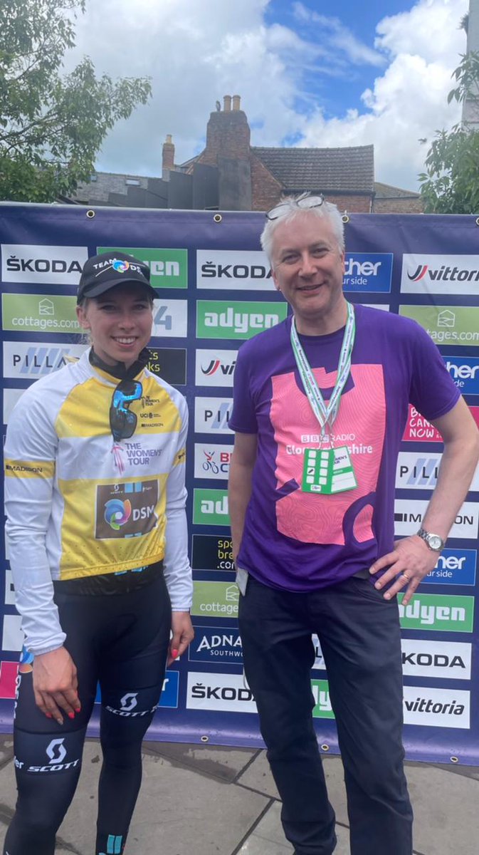 BBCGlos's tweet photo. 📷🚲 Celebrations at Gloucester Docks this afternoon after the finish of the Gloucestershire stage of the #womenstour.

🍾 @DomCotter chatted with @TeamDSM Lorena Wiebes fresh from her stage 3 win - as well as local cyclists from @SevernBelles who came to watch. https://t.co/qYsL1heIW6