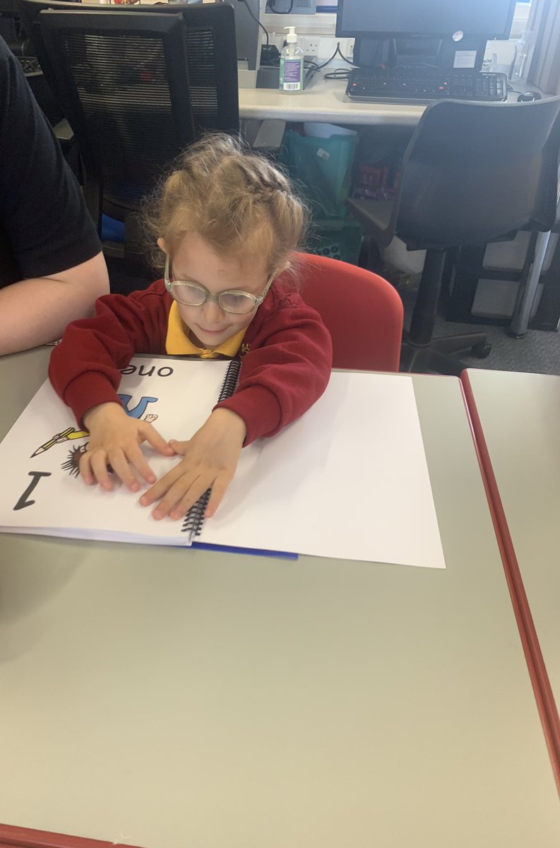 KateCollings7's tweet photo. Tactile reading with three of our VI provision pupils today. We are reading a book called Scruffy the Uffy written by a local family whose son has a visual impairment too. #scruffytheuffybooks #readingforeveryone https://t.co/x6ngVfdC5P