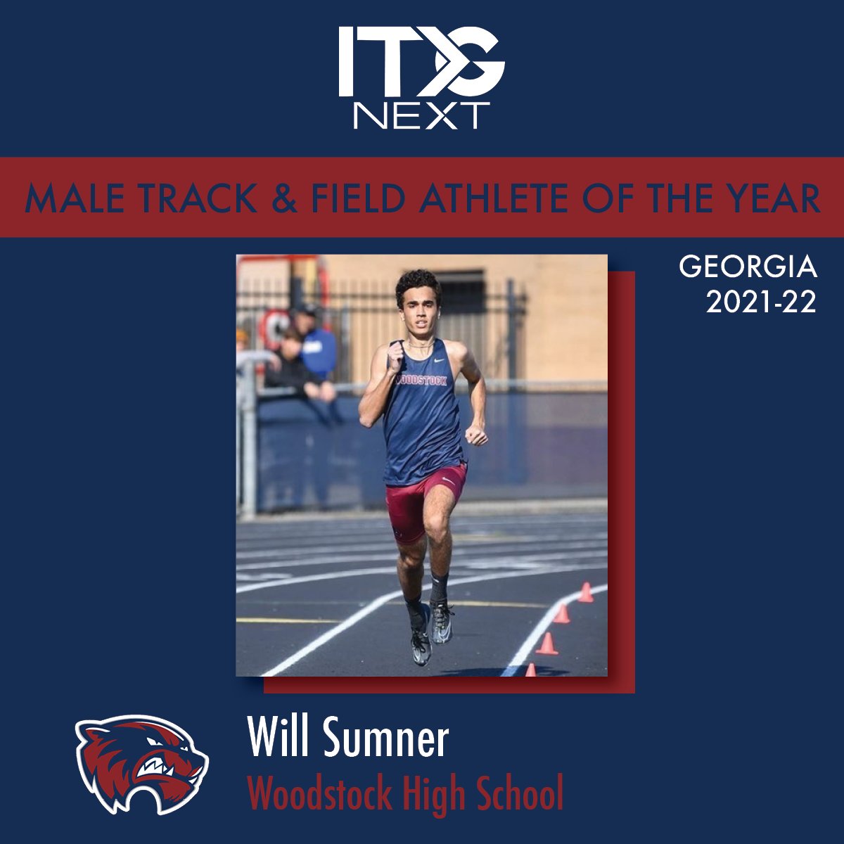 Congratulations to Will Sumner from @woodstock_xc for winning Male Track & Field Athlete of the Year! . . . . . #woodstockhs #highschool #sports #track #field #trackandfield #ghsa #athlete