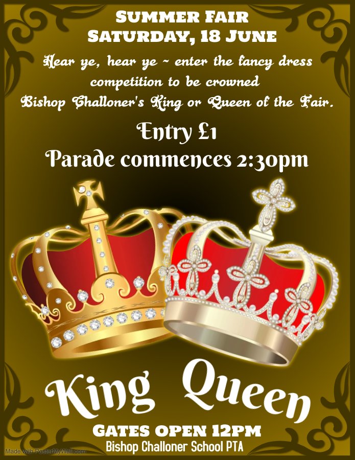 Hear ye, hear ye - enter the fancy dress competition to be crowned King or Queen of the Summer Fair (18th June)