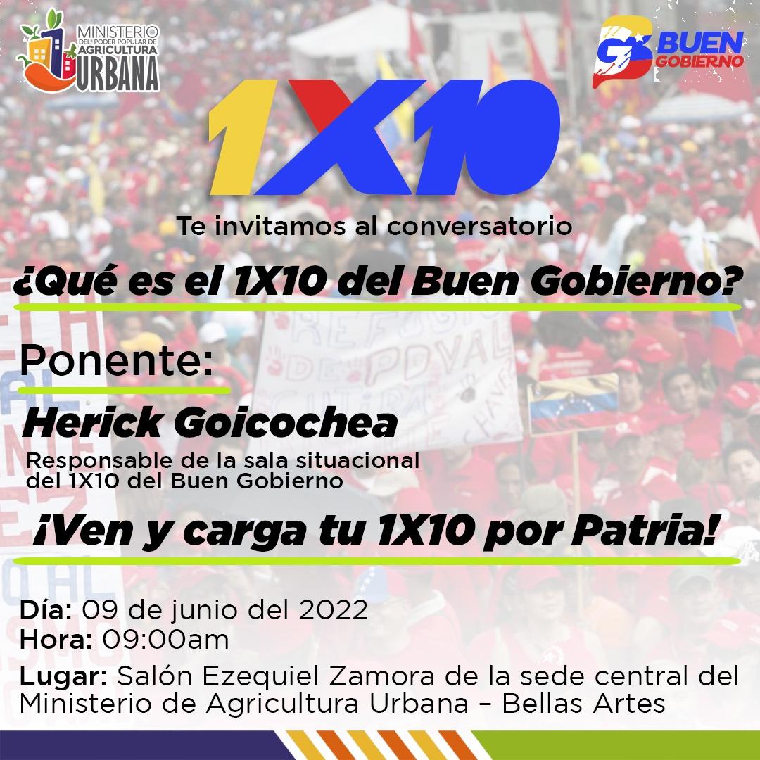 Viceagrourbana's tweet photo. Te invitamos a cargar tu 1x10 del Buen Gobierno desde las 9 de la mañana y al Conversatorio que tendremos a la 1:30 pm con el Camarada Herick Goicochea, en el piso 2 Salón Ezequiel Zamora, Torre de Bellas Artes #VenezuelaYTurquíaJuntas https://t.co/w0n1BGutg1