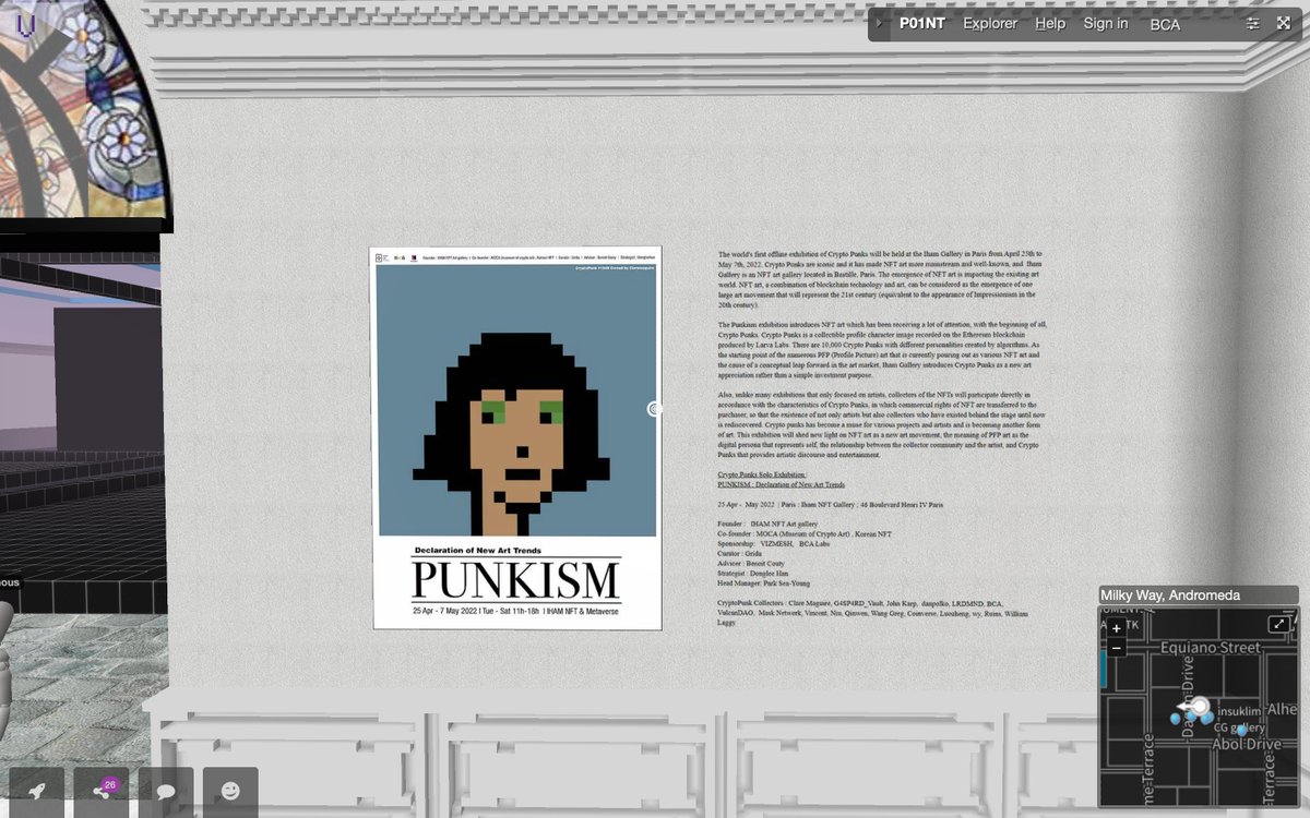 #PUNKISM's online exhibition is ready. 
Come to the CV and enjoy the #exhibition!!
🔗cryptovoxels.com/play?coords=E@…
⏰For one week 

🍻Thanks to @ihamnft
👤Artist: <a href="/artgeeku/">Artgeeku</a> <a href="/bitopsy/">BitoΨ</a> <a href="/pictomato/">Pictomato</a> Lucas Beaufort @alexb_twitt <a href="/w00wang/">jungwoowon / 宇王</a> <a href="/2SSUL_/">2SSUL</a> <a href="/dogesoundclub/">Doge Sound Club 🟨</a> <a href="/touky333/">Touky333</a>