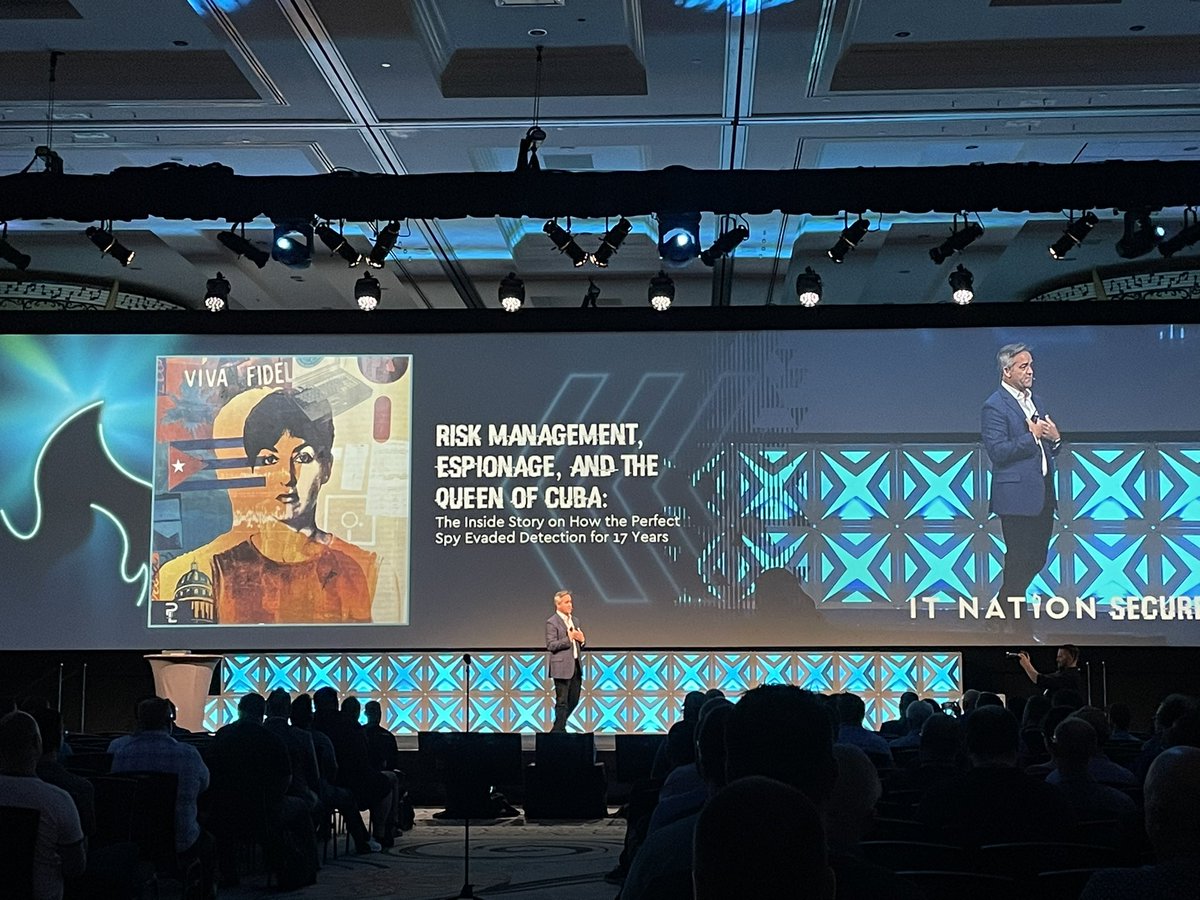 MatthewColema18's tweet photo. Enjoyed listening to former FBI agent, Peter Lapp talking about the hunt and conviction of the former Cuban spy, Ana Montes, also known as the “Queen of Cuba”. #ITNSecure22 https://t.co/Z1hahZzFue