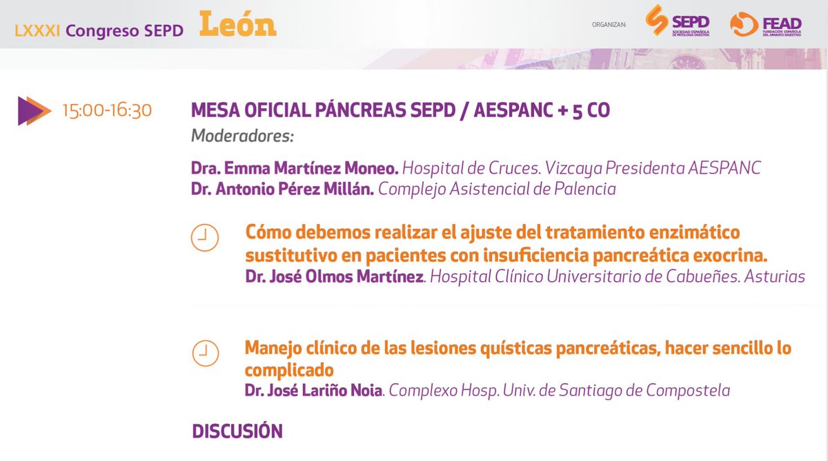 El próximo 17 de junio participaré como ponente en el #CongresoSEPD22 en la mesa conjunta <a href="/sepdigestiva/">Sociedad Española de Patología Digestiva (SEPD)</a>  <a href="/AESPANC/">AESPANC</a> <a href="/DigestivoHUCab1/">DigestivoHUCabueñes</a> 
sobre páncreas con ponentes de primer nivel.
Os espero. Si aún no lo has hecho, te puedes inscribir en congresosepd.com