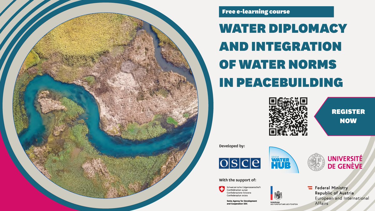 During @DWaterProcess Side-event, launch of '#Elearning course on #waterdiplomacy and integration of water norms in #peacebuilding' developed by @OSCE with @SwissDevCoop @AustrianDev @MFA_LI @unige_en #WaterActionDecade