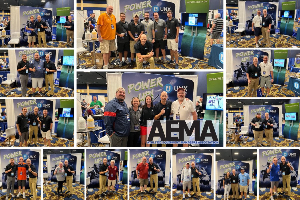 UNXinc's tweet photo. Had a great first day yesterday at the #AEMAconvention22 in Las Vegas. Looking forward to an awesome Day 2 of the @AEMA_74 event! Stop by booths #113 & #212 for one of our giveaways! #AEMAConvention #PowerUp #SpecTak #TheBrick #ClayOut #TeamUNX #OneTeamOneDream #UNXathletics https://t.co/wUmfdNmkDP