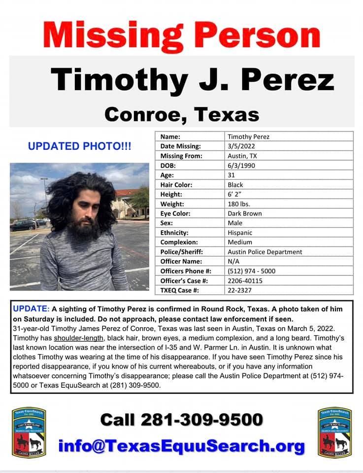 missingNamerica's tweet photo. #TimothyPerez 🚨 MISSING 🚨 #BOLO 👀 Conroe, TX
🚩 Houston Police DEPARTMENT MISSING PERSONS UNIT 832-394-1840 or Austin Police Department 512-974-5000
@txeqorg @thelastshow @ChasingPaper89
@NevermindLis @GurlGeekInFL @Peanut_Gallery3 @KathiVampyKay @new_jp_here https://t.co/uPg2UbN7iC