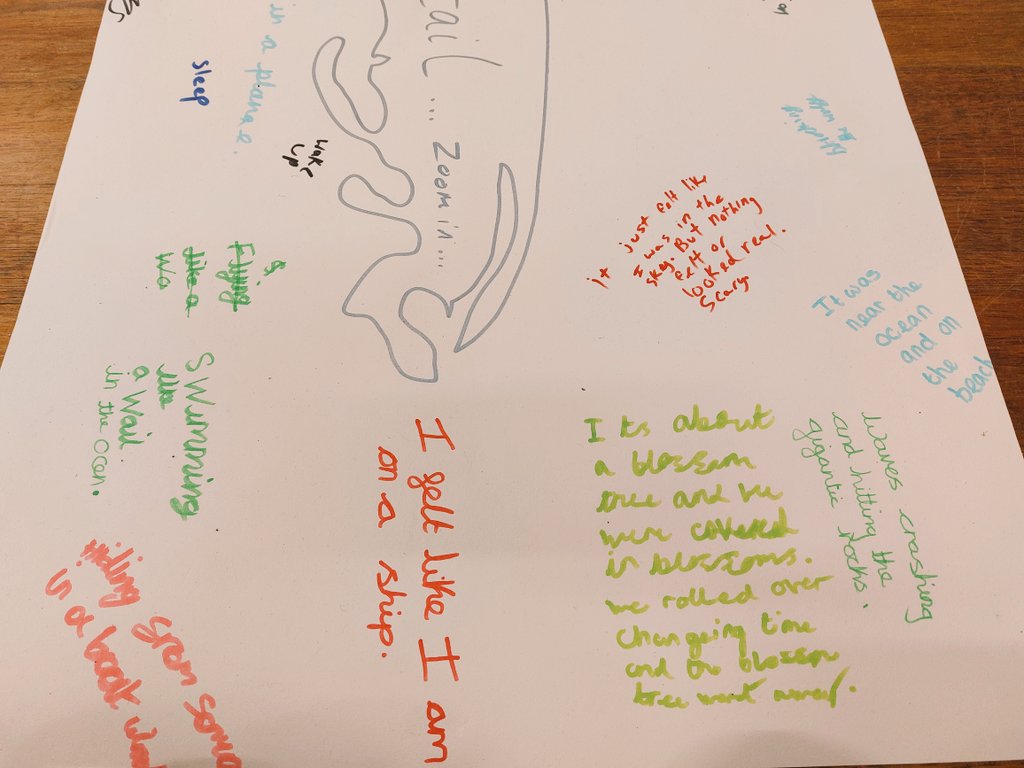 "We were covered in blossom. We rolled over changing time &amp; the tree went away." Loved the carefully controlled performance of the choreography that went with this idea, thought-up &amp; performed by three year 6 boys, Swarcliffe Primary School #AccessAllArts #SkyArtsWeek <a href="/ArtisFdn/">Artis</a>