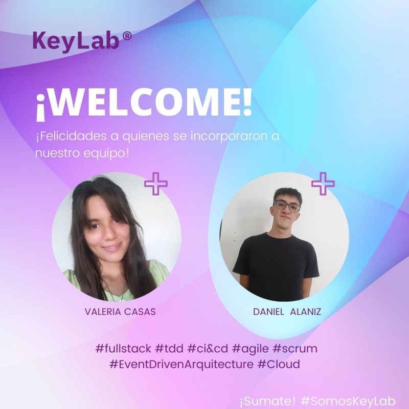 KeyLabOk1's tweet image. El equipo de KeyLab sigue creciendo 🚀.
Se incorporan Valeria Casas y Daniel Alaniz
¡Les deseamos muchos éxitos en este nuevo camino! 🤗

#teamKeyLab #hiring #ITtalen #experienciakeylab #somoskeylab