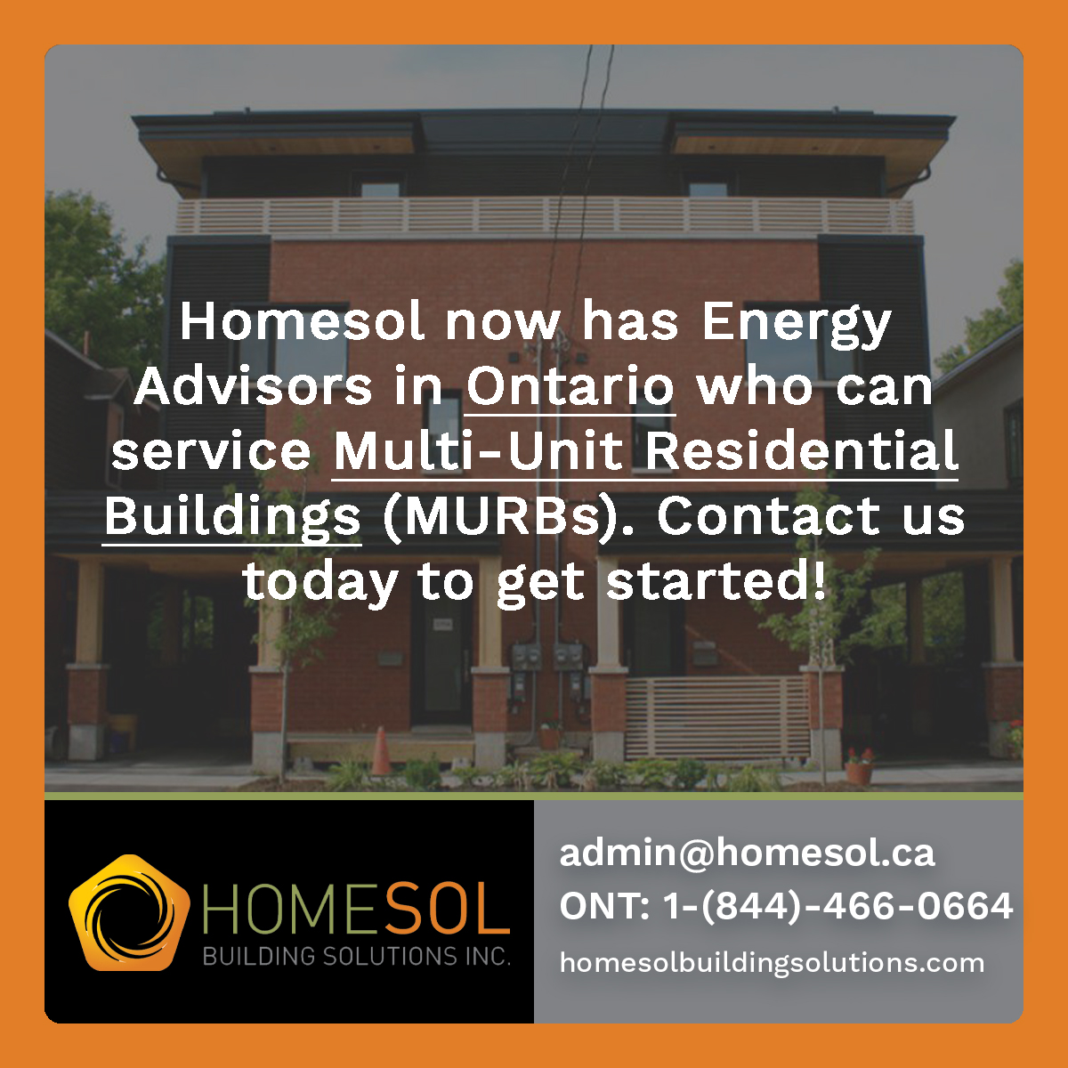 HomesolBuilding's tweet photo. Exciting news! Homesol Building Solutions now has Energy Advisors who can service Multi-Unit Residential Buildings or MURBs. Be sure to contact us today to save energy, money, and live more environmentally friendly!
#EnergyUpgrades #Homesol #HomesolBuildingSolutions #MURBS https://t.co/FvA0m3rr8o