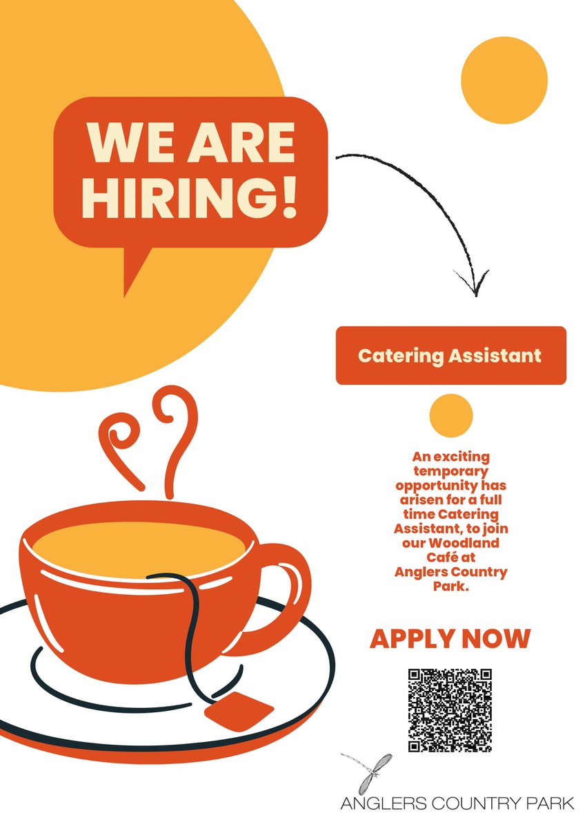 An exciting opportunity has arisen at one of our other sites for a Catering Assistant, to join our Catering Team at the Woodland Café- Anglers Country Park.

For more information and on how to apply please follow our link below: bit.ly/391yJL6