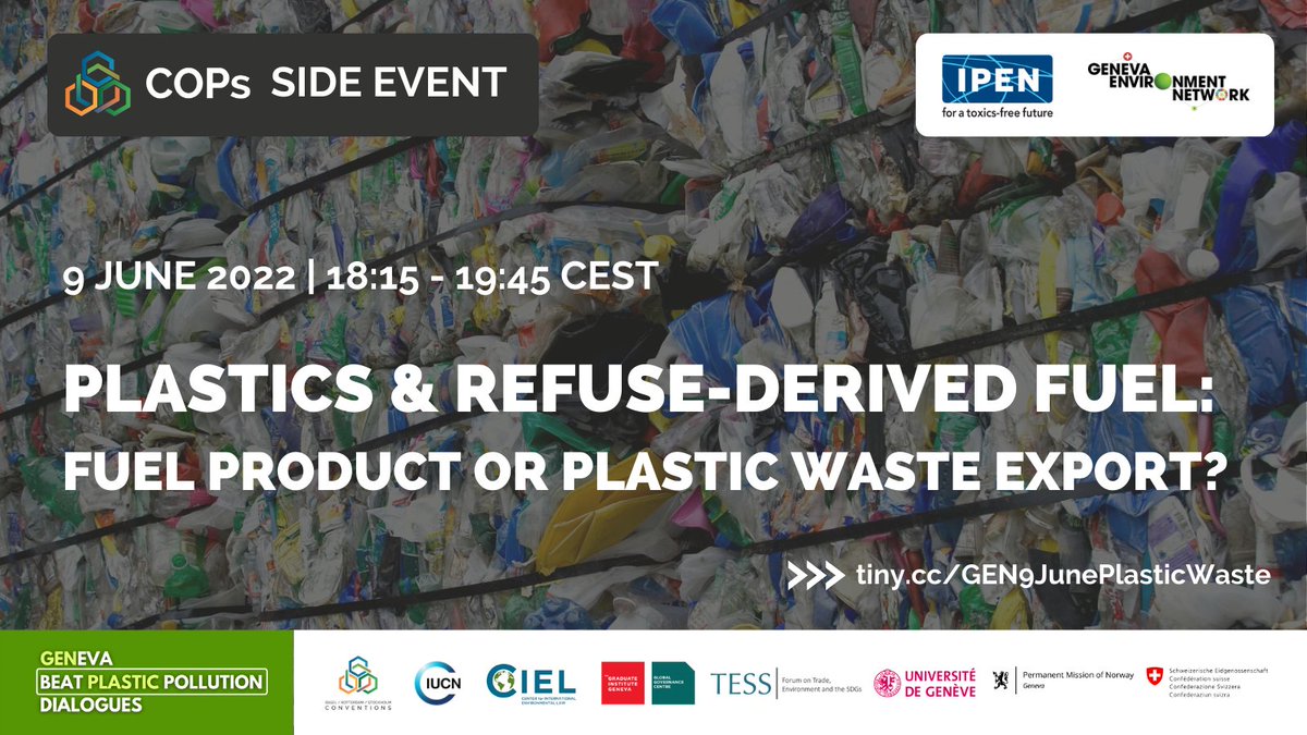 GENetwork's tweet photo. @ToxicsFree @swiss_un @UruguayONUGva @brsmeas @SRtoxics @WHO @CEJADKenya @ciel_tweets @NorwayInGeneva @IUCN_Plastics Taking place tomorrow! 18:15 CET
Join this #BRSCOPS side-event discussing unregulated #RefuseDerivedFuel #RDF and similar products fueling low quality or hazardous #PlasticWaste exports from wealthy countries to the global south for disposal.
▶️ https://t.co/nLj66DhKh6 https://t.co/iMH02dC3b0