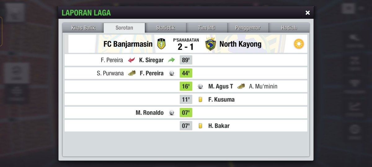 Ronde 2 <a href="/LTEILeagueCup/">LTEI League Cup #LLC24</a> 

Full time
<a href="/FC_Banjarmasin/">FC BANJARMASIN</a> 2-1 <a href="/northkayong/">NORTH KAYONG</a>