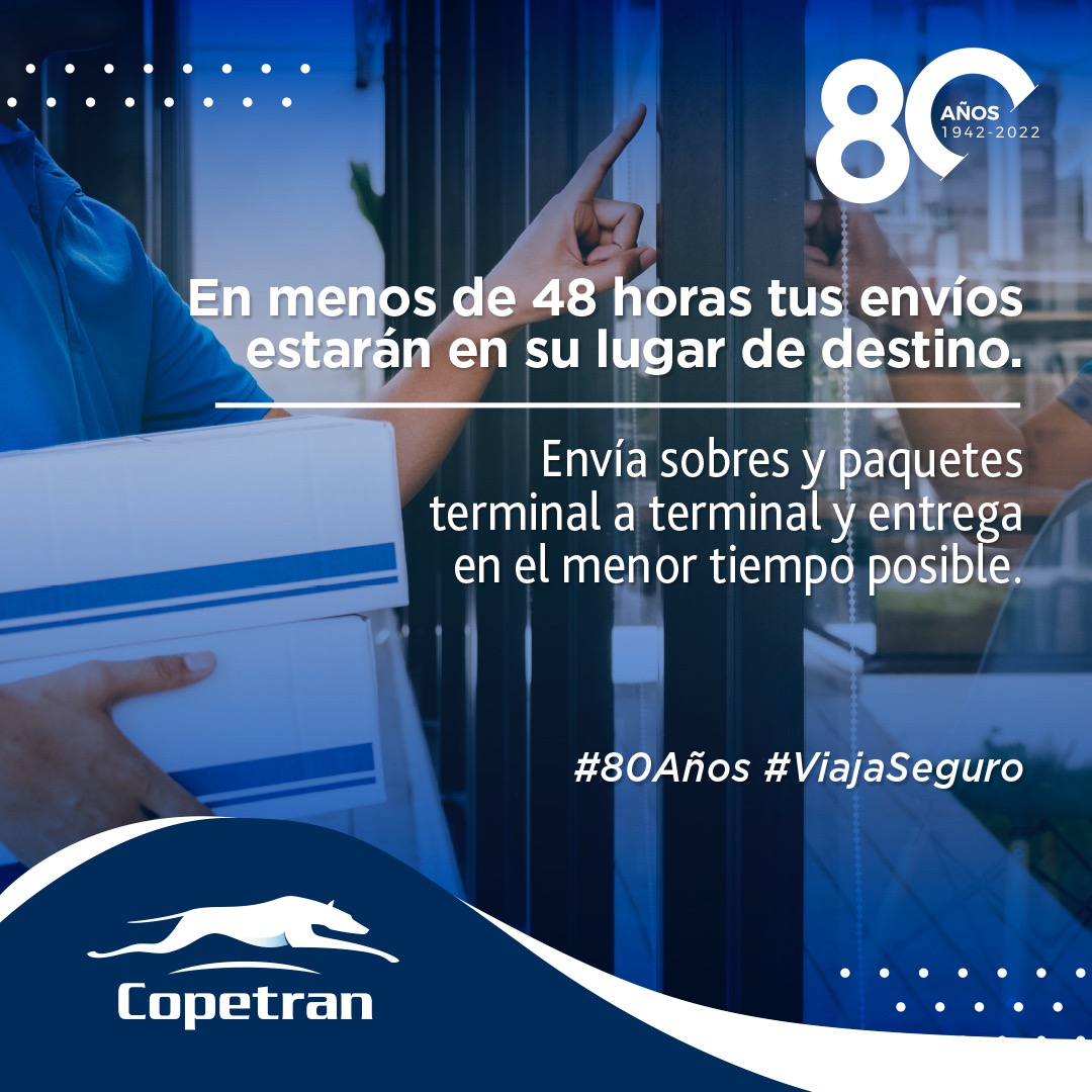 ¡Recibe o envía tus sobres y paquetes con Copetran!📦
Contamos con el más amplio equipo de carga especializado para recorrer el territorio a través de las rutas nacionales.🚛🚚
👉Para mas informacion comunícate con la línea 3235639139
¡Te esperamos! 💙
 #80años #ViajaSeguro