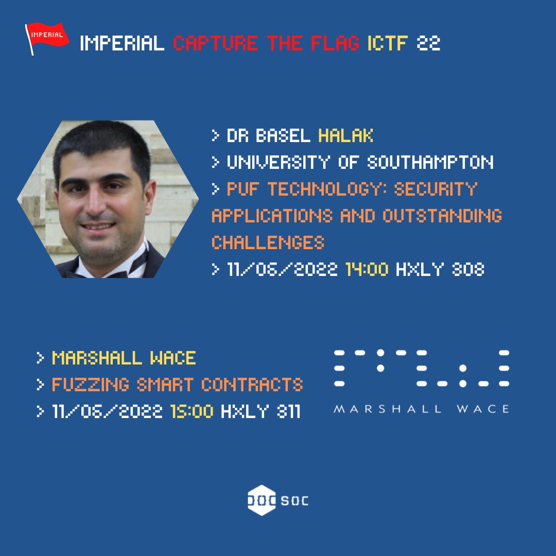 ImperialCTF's tweet photo. We then have Dr. Basel Halak from Southampton and our Industrial Sponsor Marshall Wace joining us this weekend! https://t.co/jMufB4SAAa