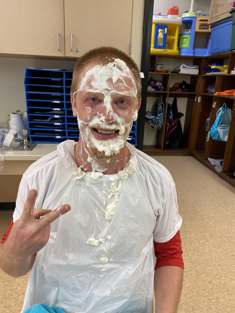 Wow! Mr. Clark’s Kindergarteners did a great job mastering their 25 CVC words,practicing at home with families and the parents confirmed a job well done! So let the pie fly😁. Good job everyone!