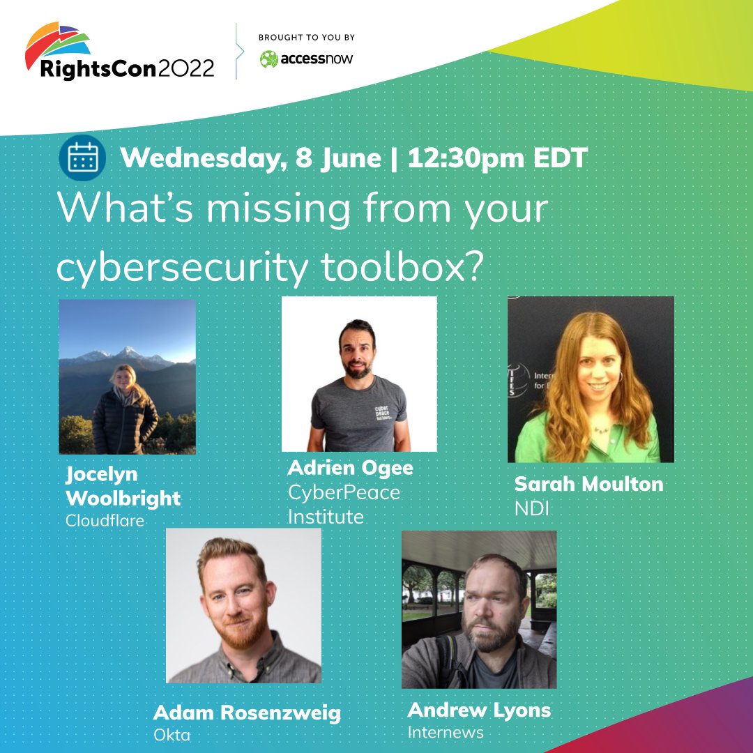 Cloudflare's tweet photo. Join Cloudflare for a session at #Rightscon with NDI, CyberPeace Institute, Okta and Internews as we explore how organizations use free and low-cost security tools to stay safe online! https://t.co/TmXCCAraqn https://t.co/FlVu5LwgFE