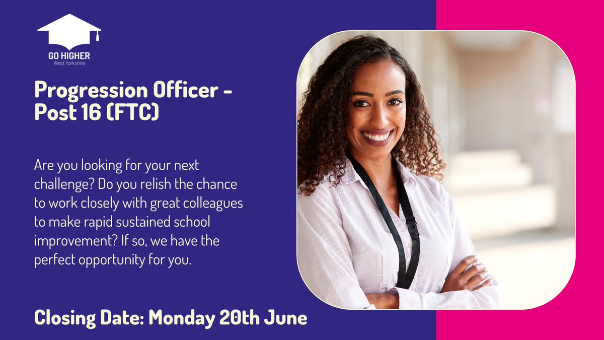 GoHigherWY's tweet photo. 👉Progression Officer opportunity👈

Are you looking for your next challenge? Do you relish the chance to work closely with great colleagues to make rapid sustained school improvement? 

Join our lovely team!

Closing date: 20th June

More information: https://t.co/tB1IAK5idE https://t.co/eGFkPprVqk